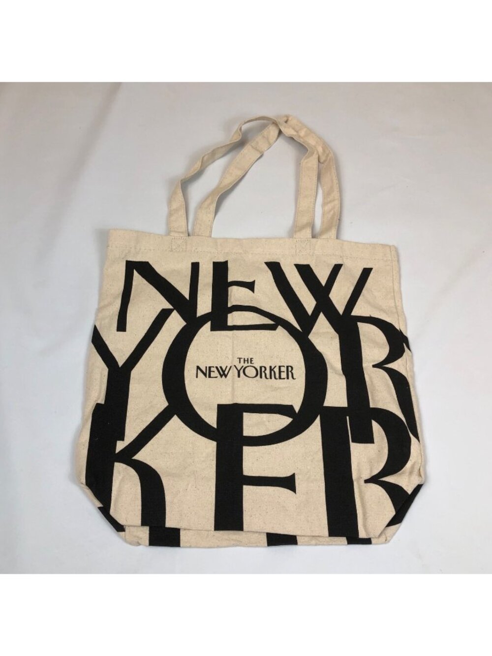The New Yorker Magazine Canvas Tote Shopping Book Bag Off White & Black
